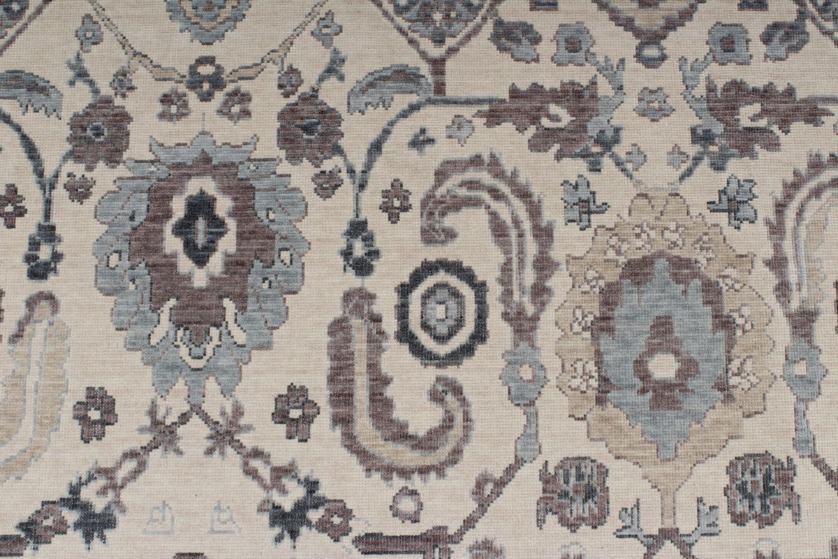 6x10 Ivory and Blue Turkish Traditional Rug