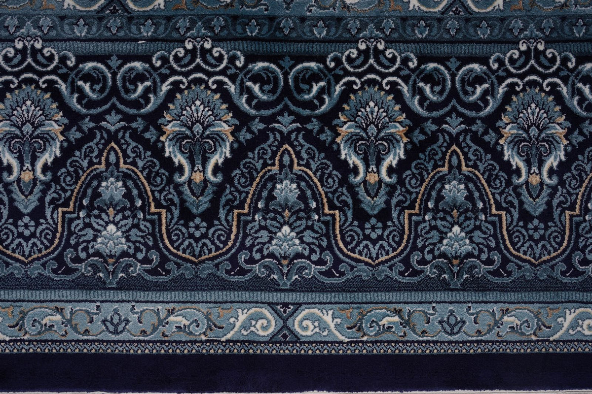 7x10 Navy and Ivory Turkish Antep Rug