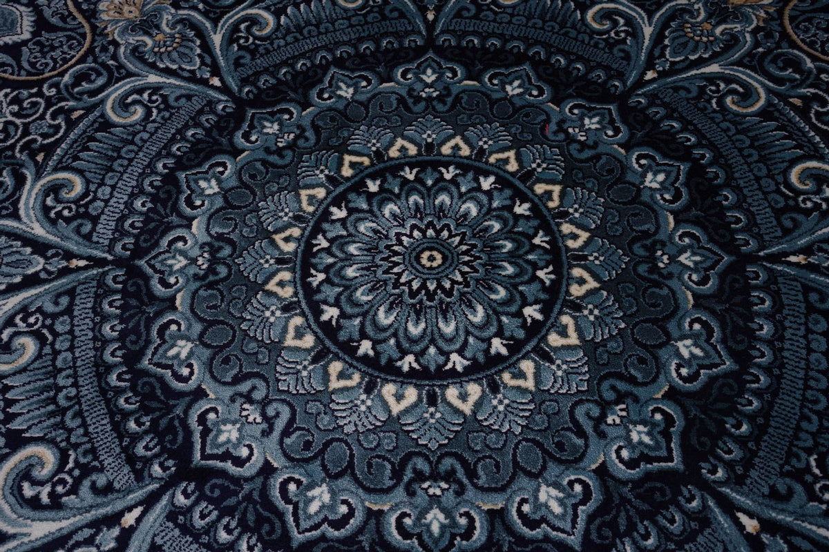 7x10 Navy and Ivory Turkish Antep Rug