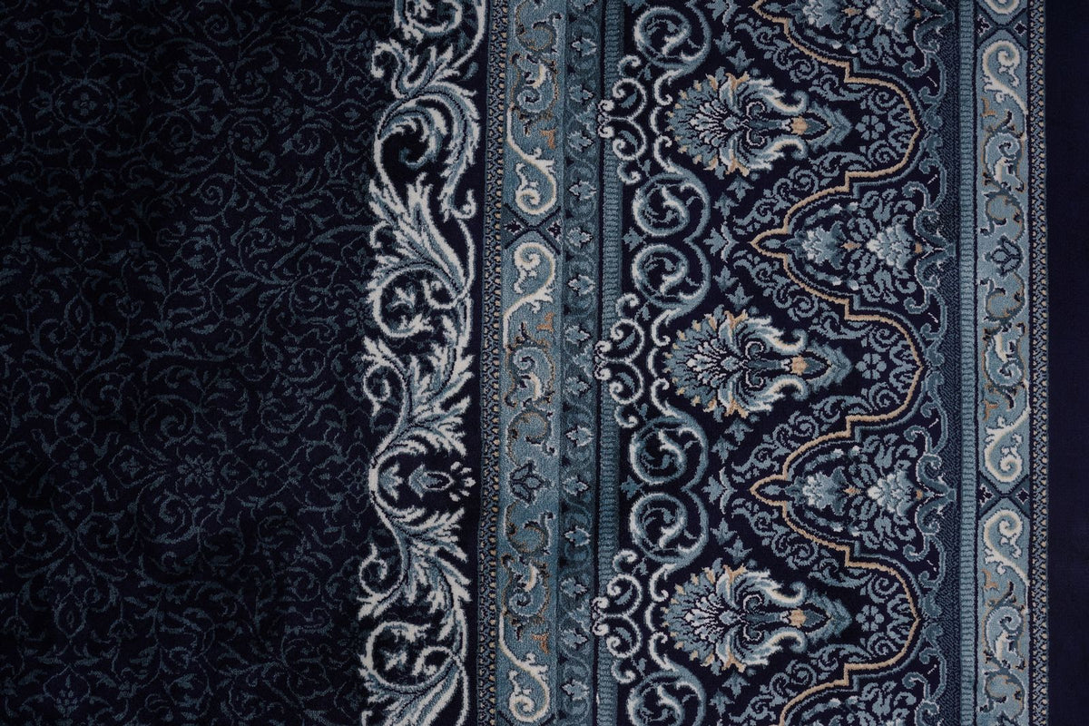 7x10 Navy and Ivory Turkish Antep Rug