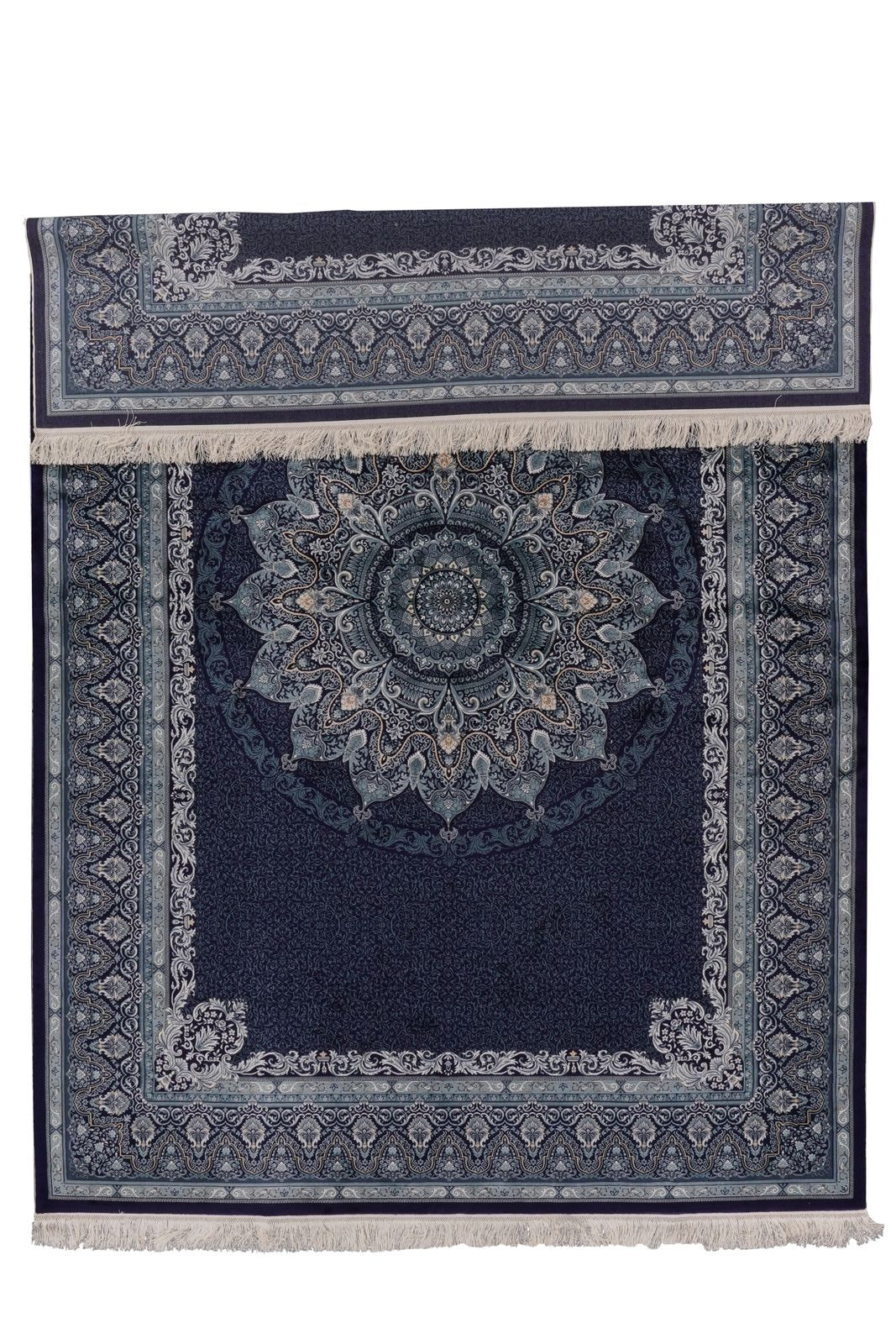 7x10 Navy and Ivory Turkish Antep Rug