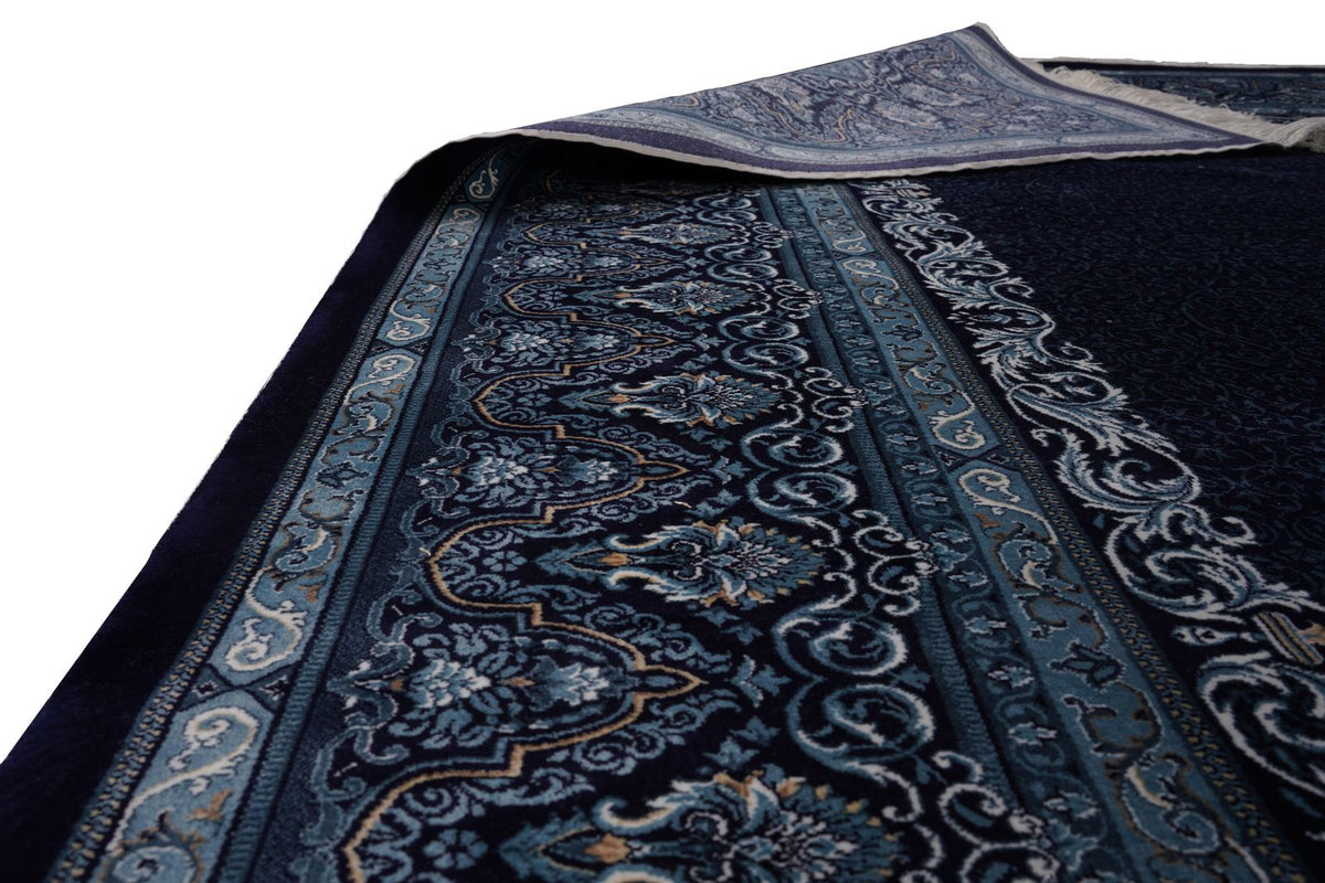 7x10 Navy and Ivory Turkish Antep Rug