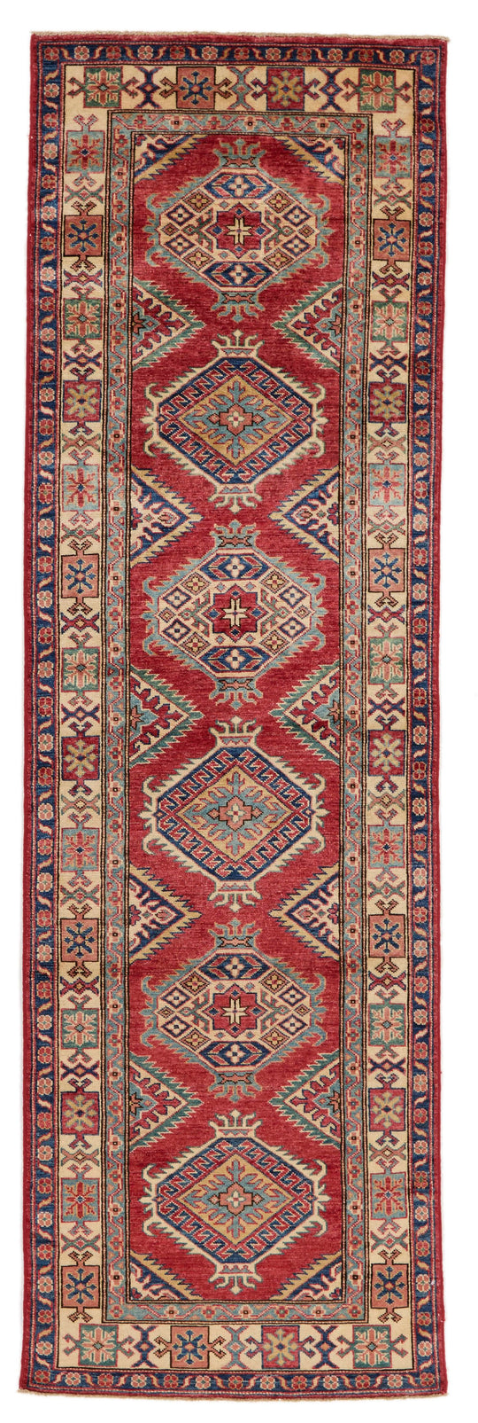 3x8 Red and Ivory Kazak Tribal Runner