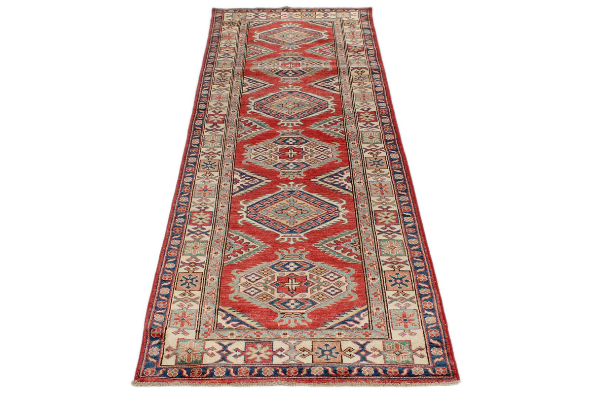 3x8 Red and Ivory Kazak Tribal Runner