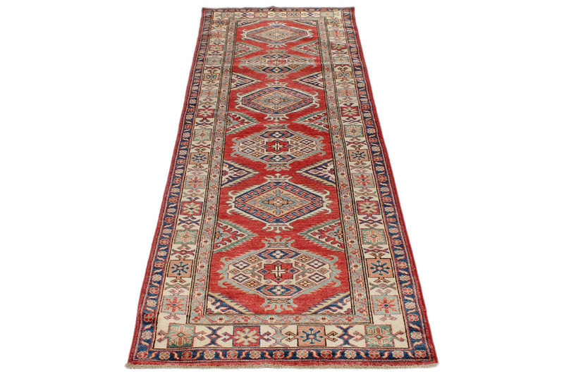 3x8 Red and Ivory Kazak Tribal Runner