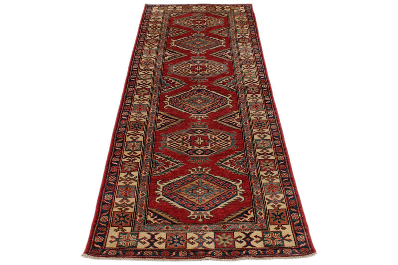 3x8 Red and Ivory Kazak Tribal Runner