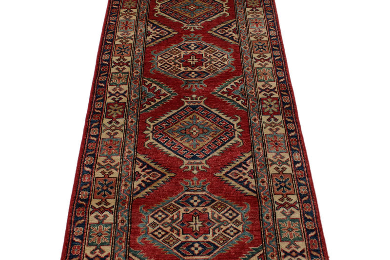 3x8 Red and Ivory Kazak Tribal Runner