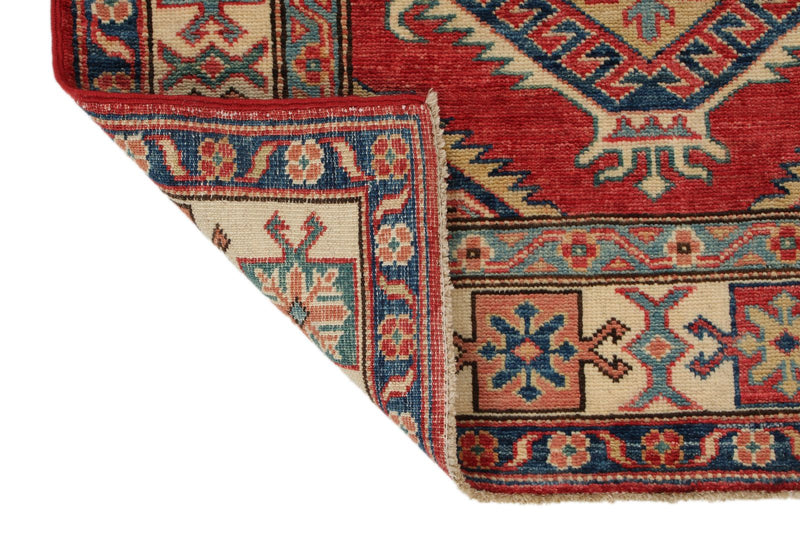 3x8 Red and Ivory Kazak Tribal Runner