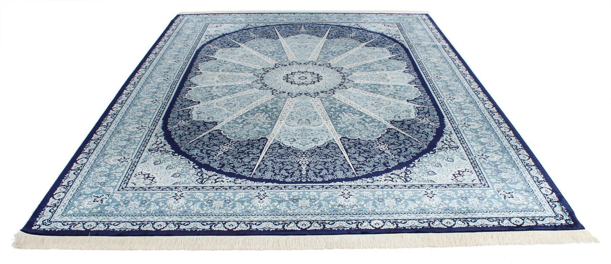 8x11 Navy and Ivory Turkish Antep Rug