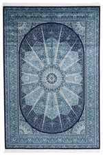 7x10 Navy and Ivory Turkish Antep Rug