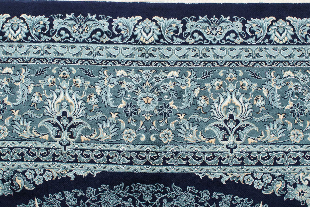 7x10 Navy and Ivory Turkish Antep Rug