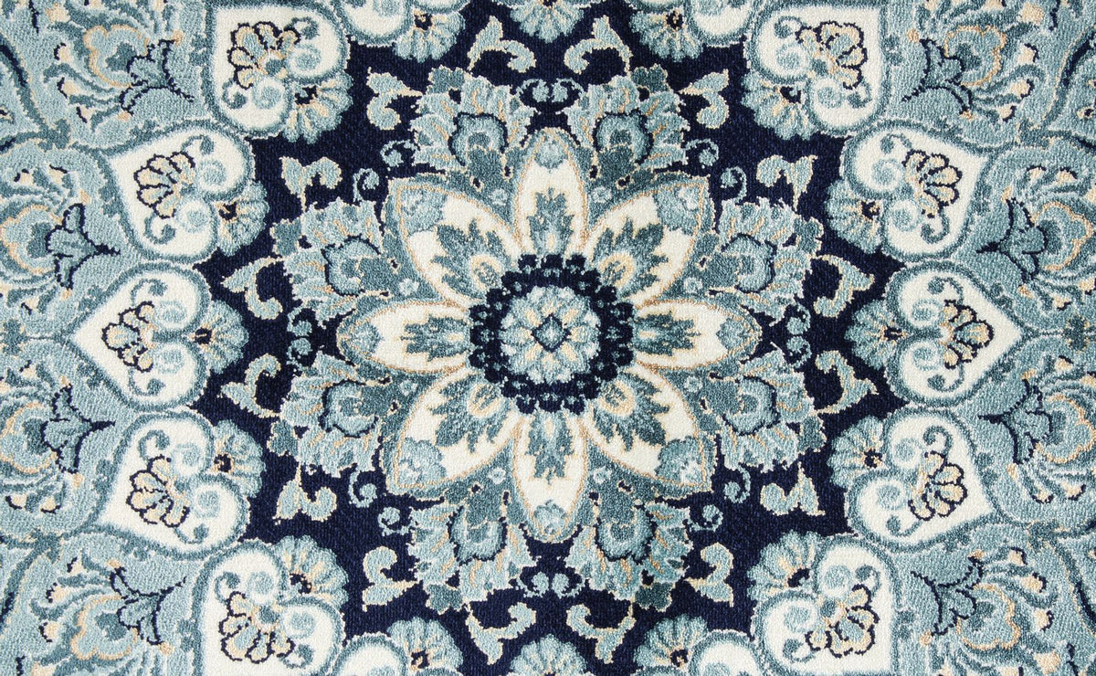 7x10 Navy and Ivory Turkish Antep Rug