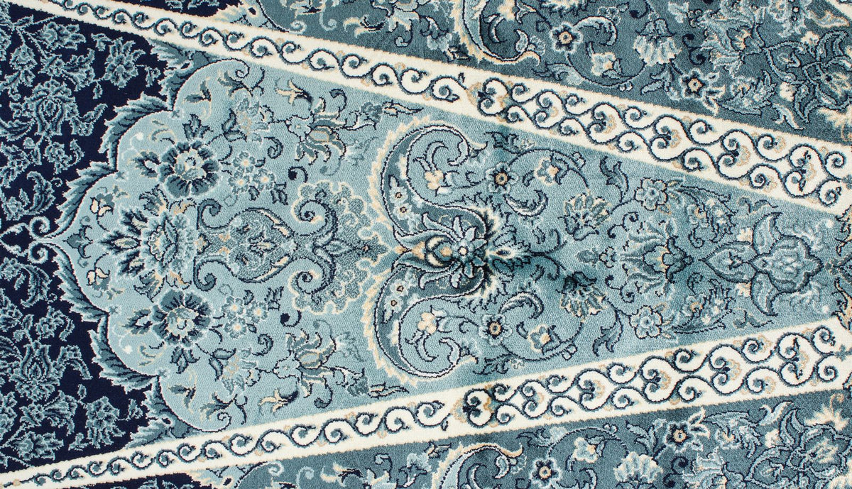 7x10 Navy and Ivory Turkish Antep Rug