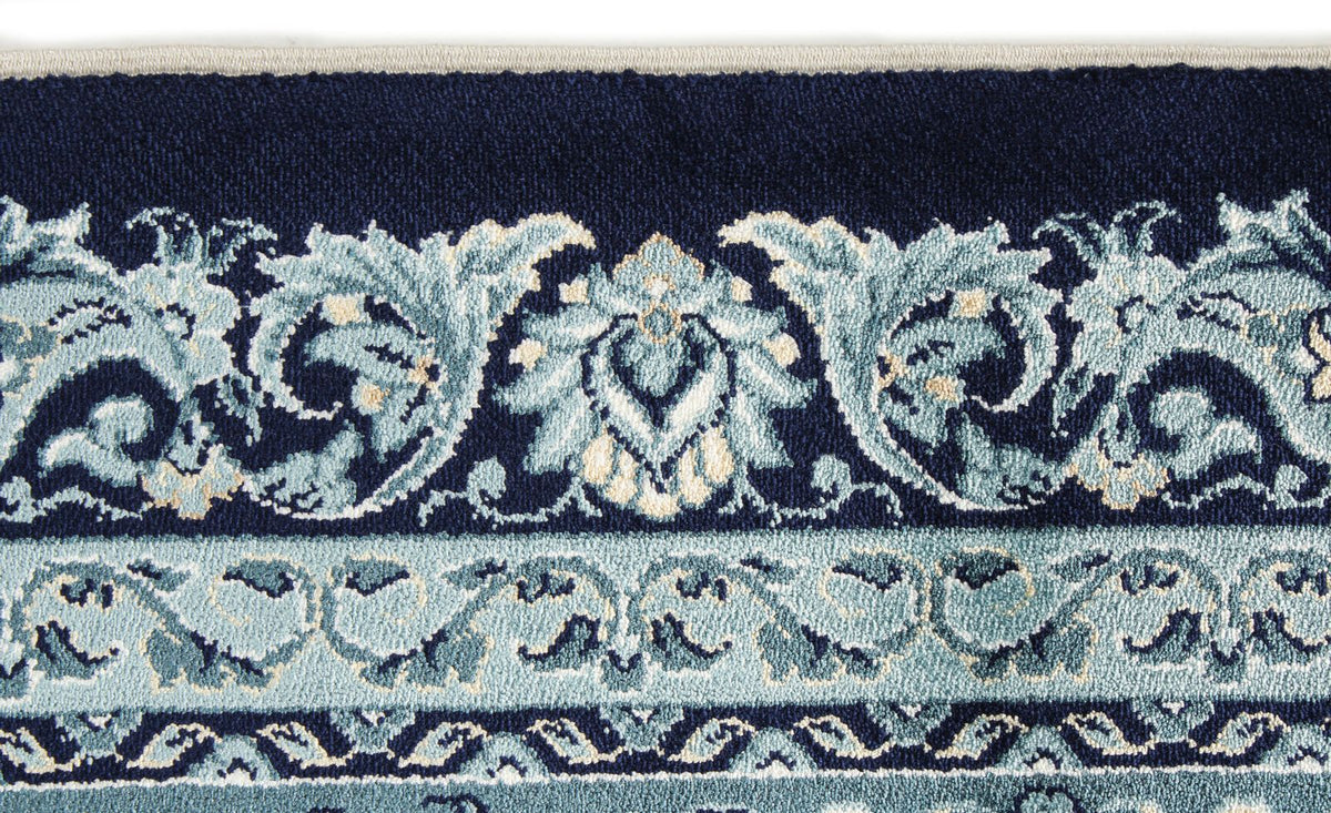 7x10 Navy and Ivory Turkish Antep Rug