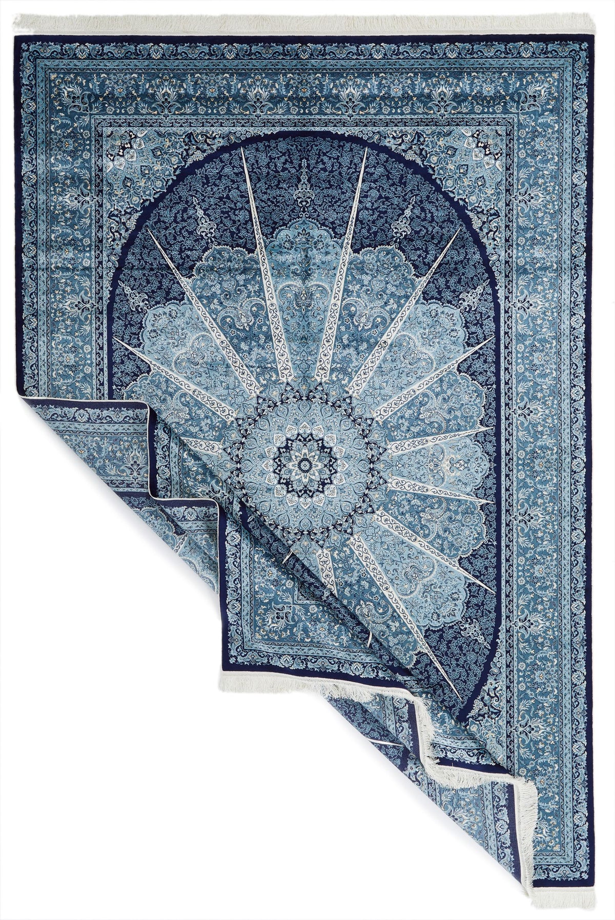 7x10 Navy and Ivory Turkish Antep Rug