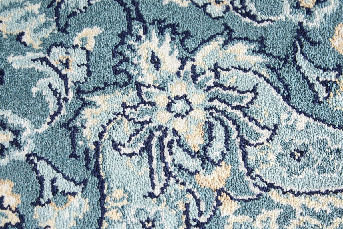 7x10 Navy and Ivory Turkish Antep Rug