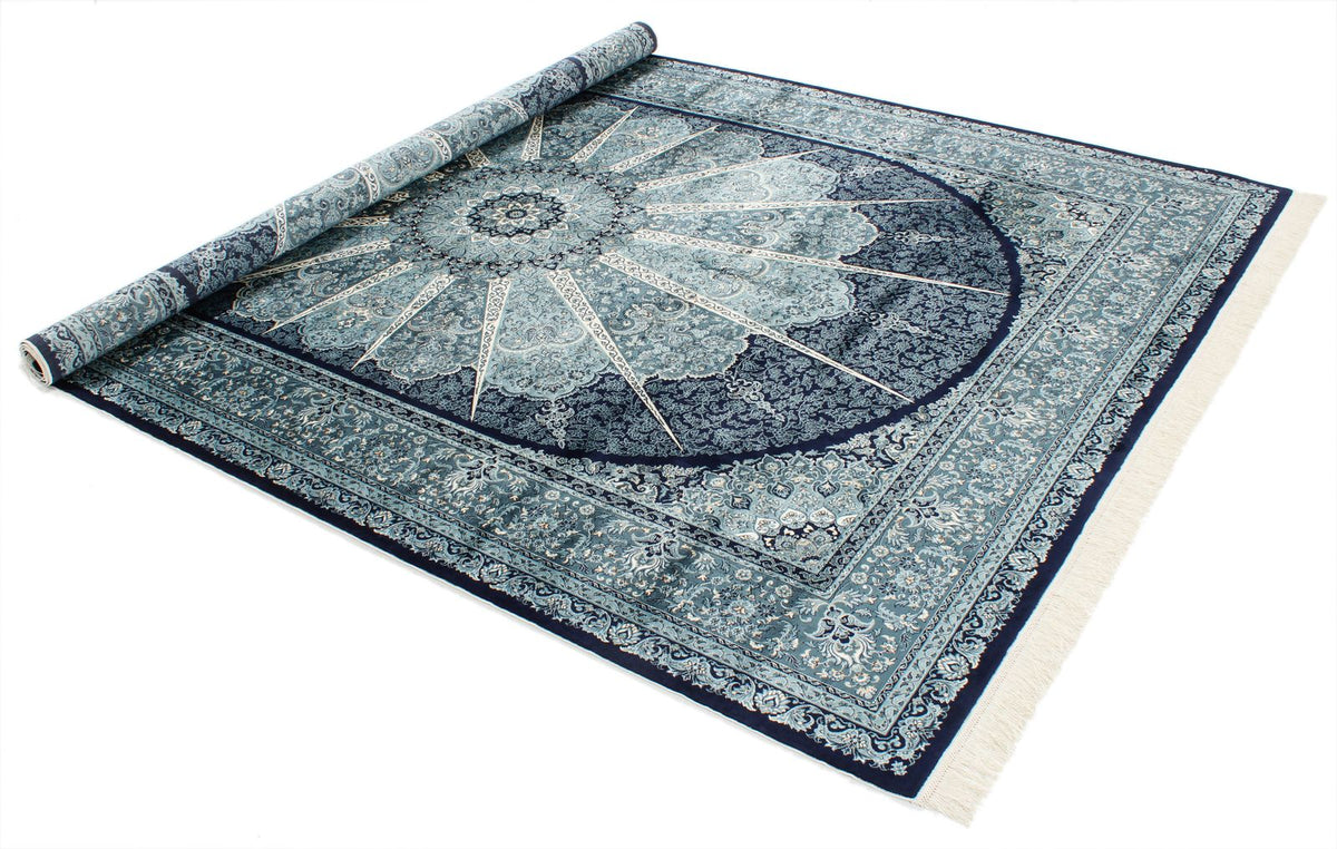7x10 Navy and Ivory Turkish Antep Rug