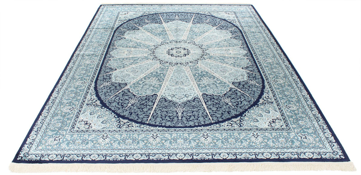 7x10 Navy and Ivory Turkish Antep Rug