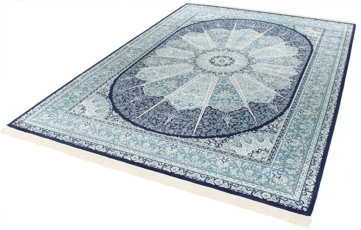 7x10 Navy and Ivory Turkish Antep Rug