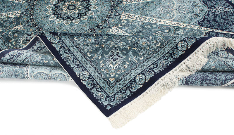 7x10 Navy and Ivory Turkish Antep Rug