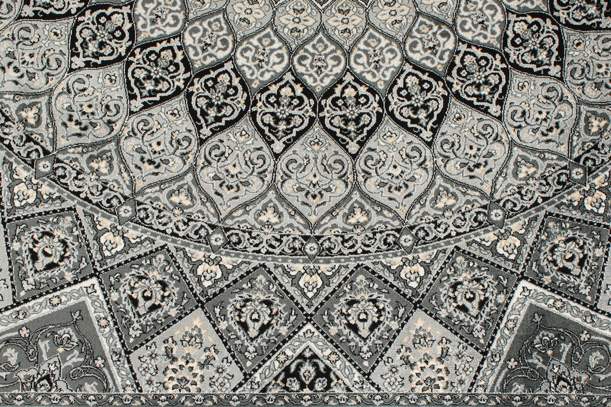7x10 Black and Ivory Turkish Antep Rug