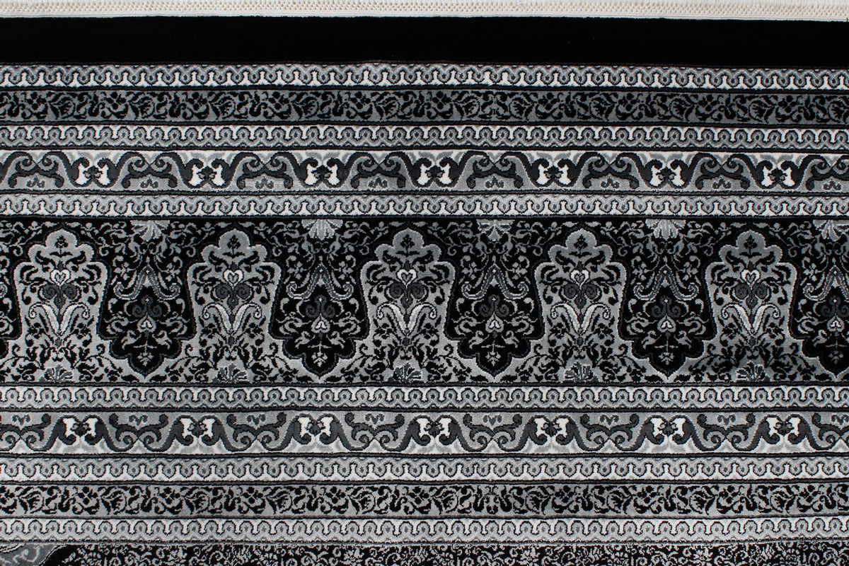 7x10 Black and Ivory Turkish Antep Rug
