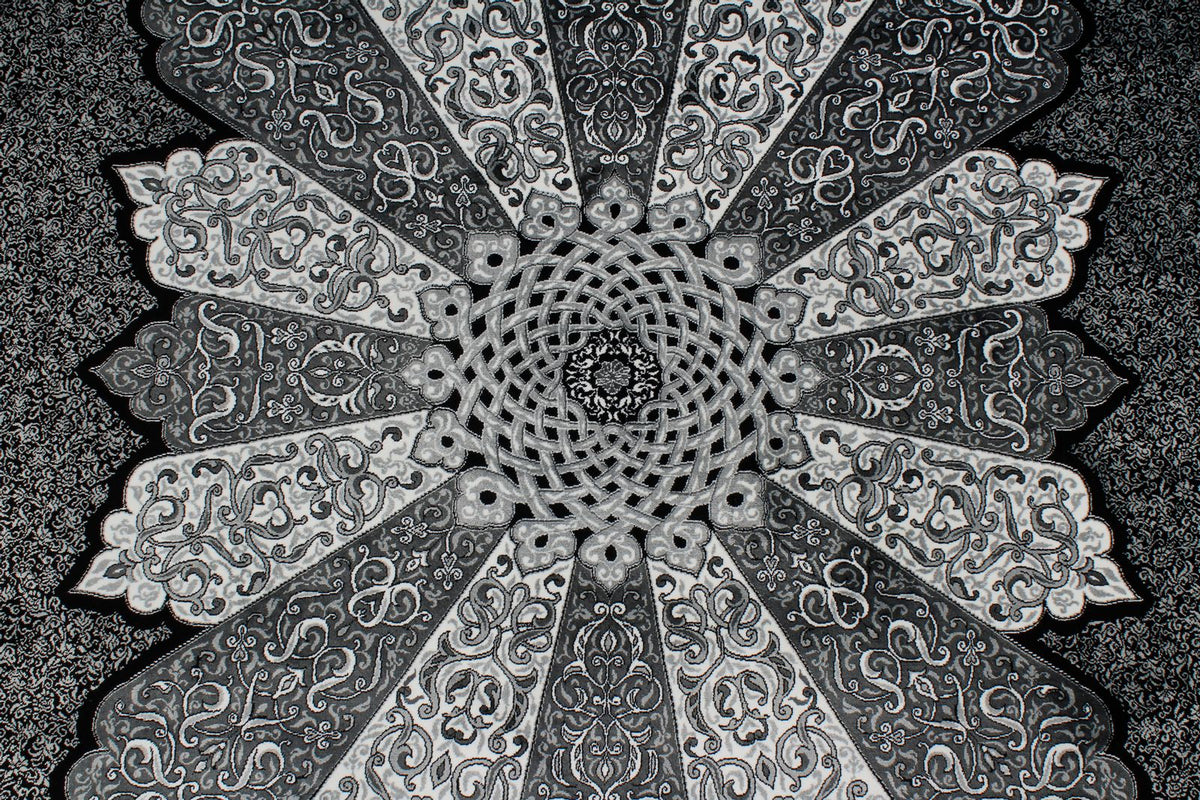 7x10 Black and Ivory Turkish Antep Rug