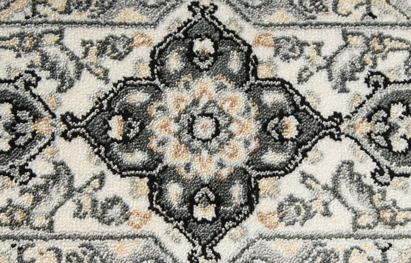 7x10 Black and Ivory Turkish Antep Rug