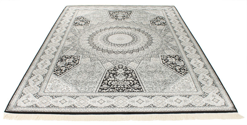 7x10 Black and Ivory Turkish Antep Rug