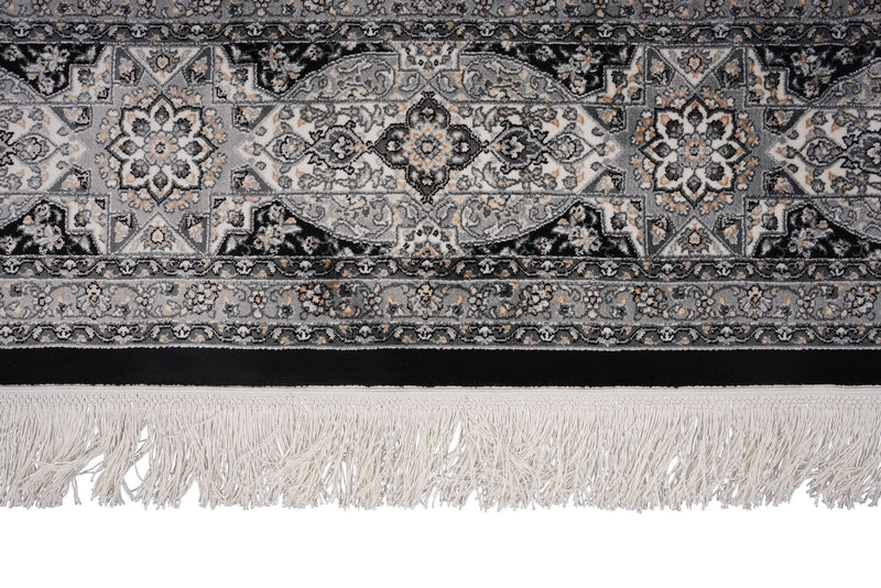 6x8 Black and Ivory Turkish Antep Rug