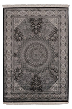 6x8 Black and Ivory Turkish Antep Rug