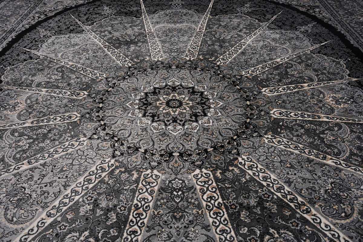 6x8 Black and Ivory Turkish Antep Rug