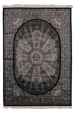 6x8 Black and Ivory Turkish Antep Rug