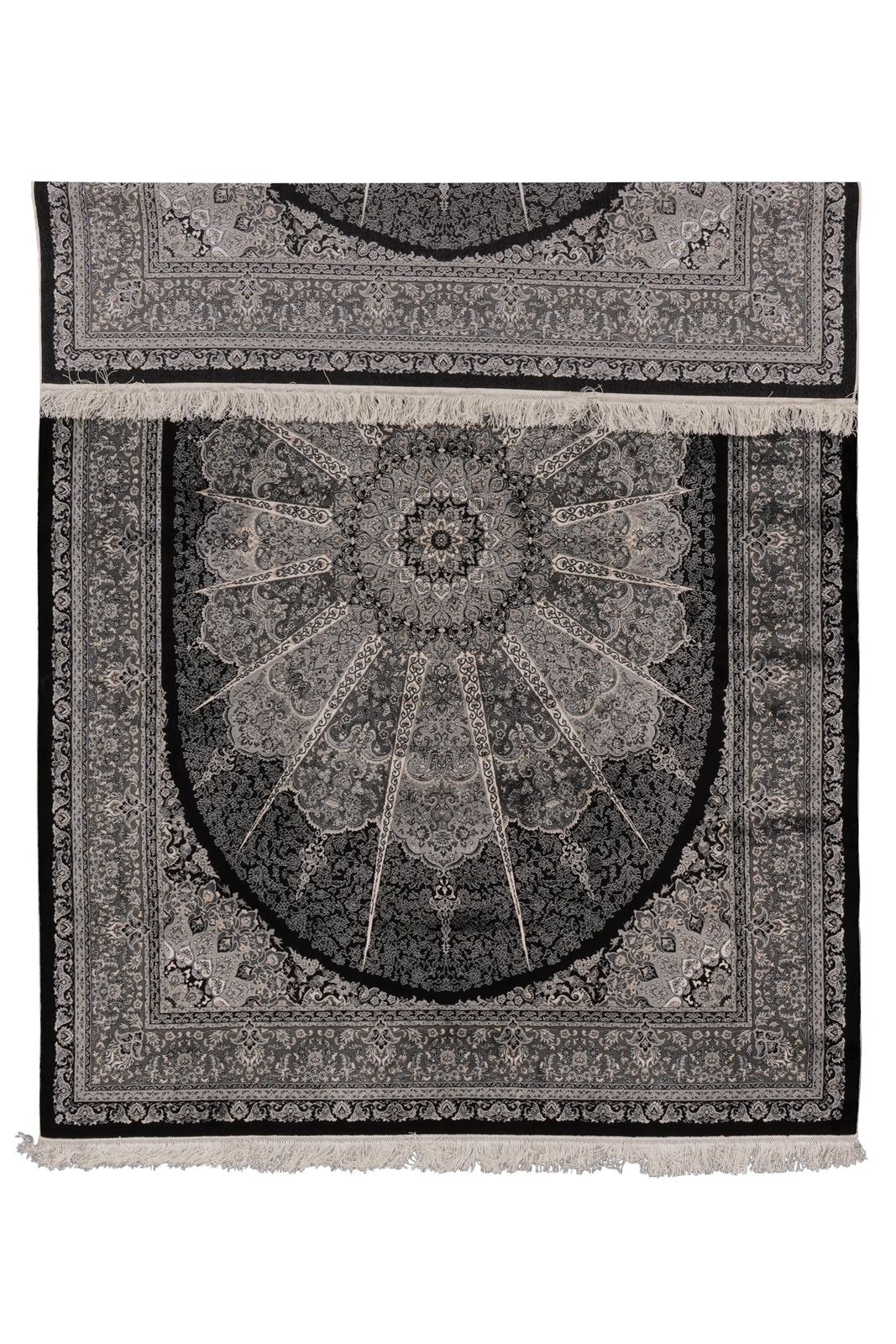 6x8 Black and Ivory Turkish Antep Rug