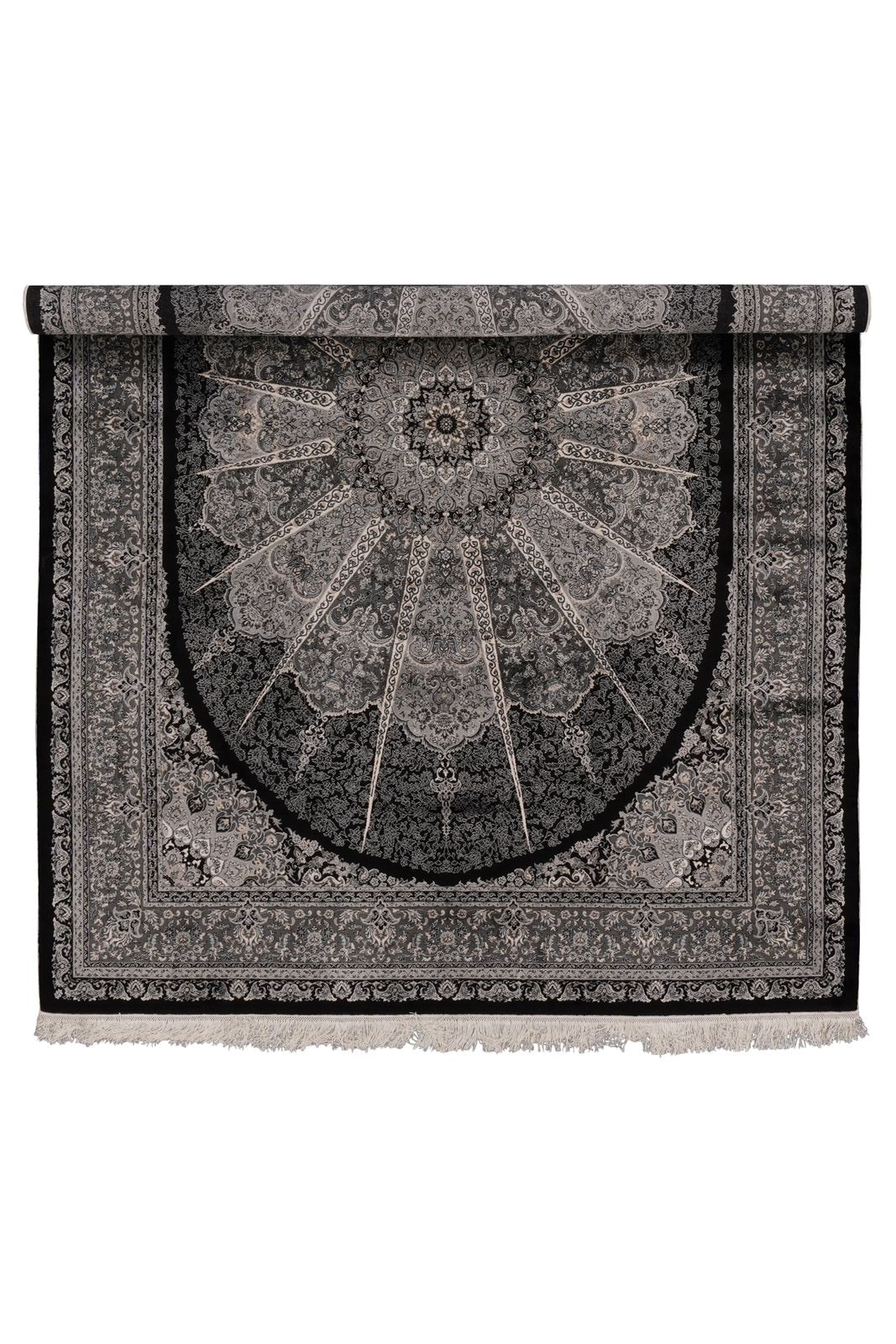 6x8 Black and Ivory Turkish Antep Rug