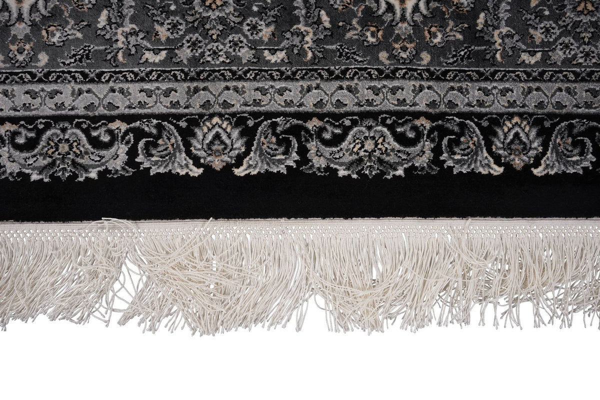 6x8 Black and Ivory Turkish Antep Rug