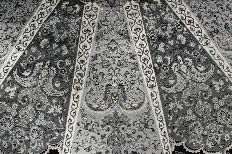 7x10 Black and Ivory Turkish Antep Rug