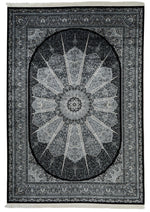 7x10 Black and Ivory Turkish Antep Rug