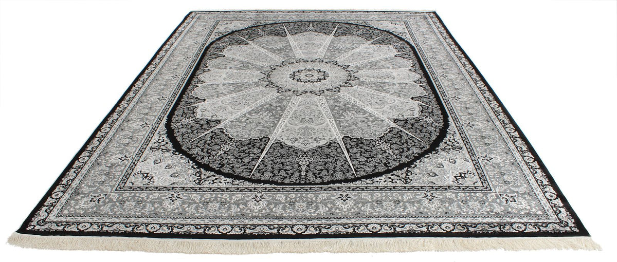 7x10 Black and Ivory Turkish Antep Rug