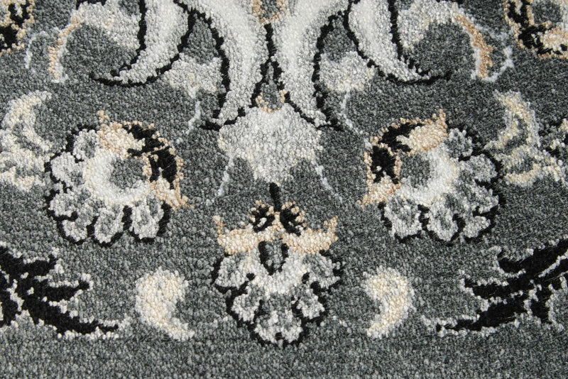 8x10 Black and Ivory Turkish Antep Rug