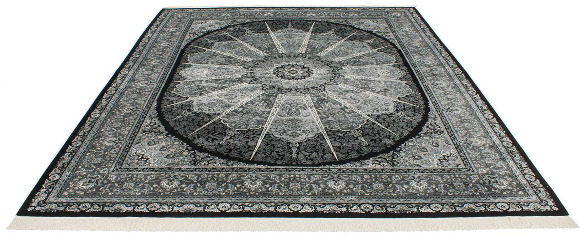 8x10 Black and Ivory Turkish Antep Rug