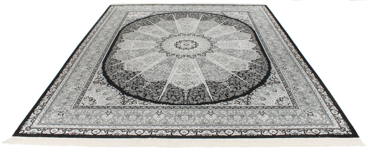 8x10 Black and Ivory Turkish Antep Rug