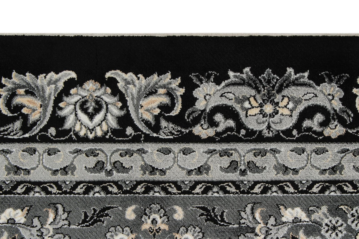 8x11 Black and Ivory Turkish Antep Rug