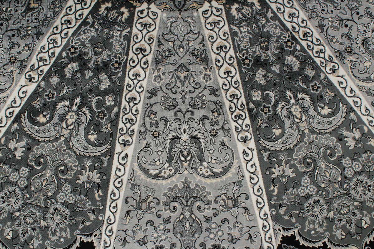 8x11 Black and Ivory Turkish Antep Rug