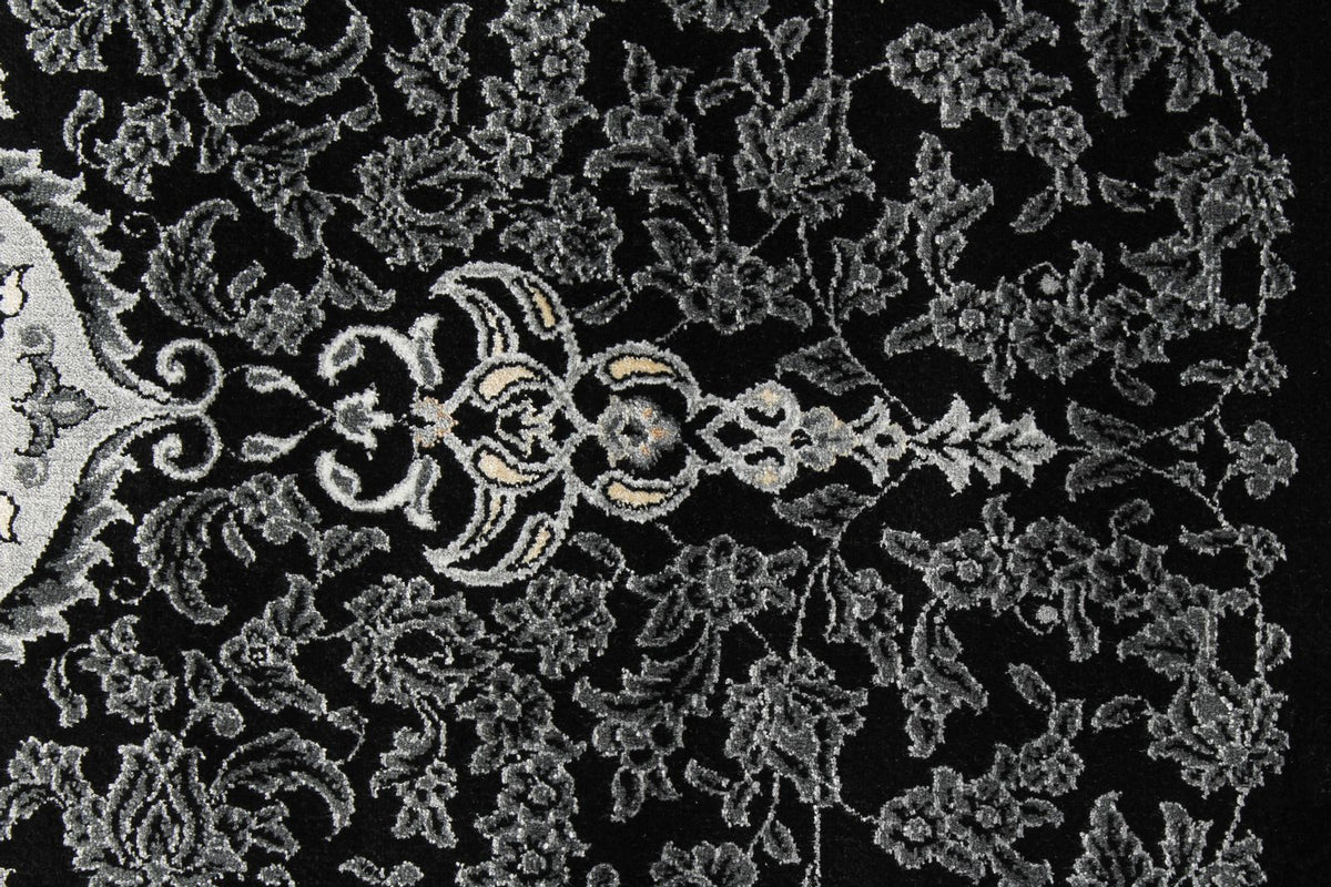 8x11 Black and Ivory Turkish Antep Rug