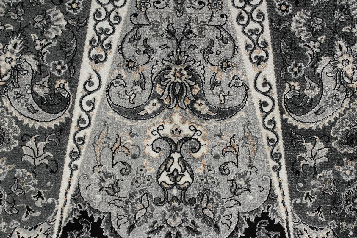 8x11 Black and Ivory Turkish Antep Rug