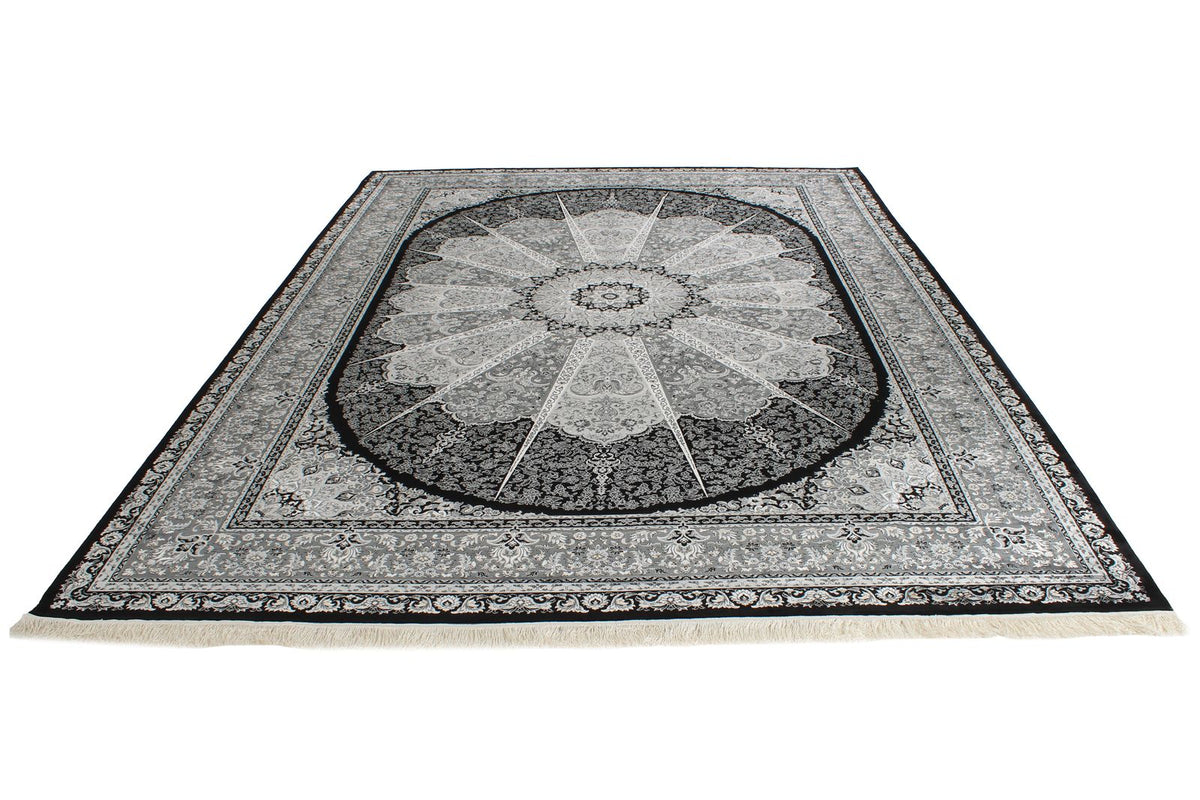 8x11 Black and Ivory Turkish Antep Rug