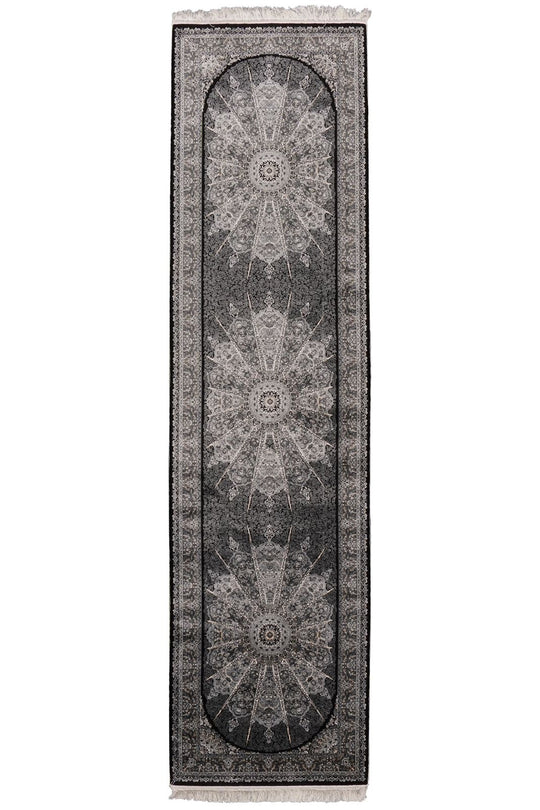 3x10 Black and Ivory Turkish Antep Runner