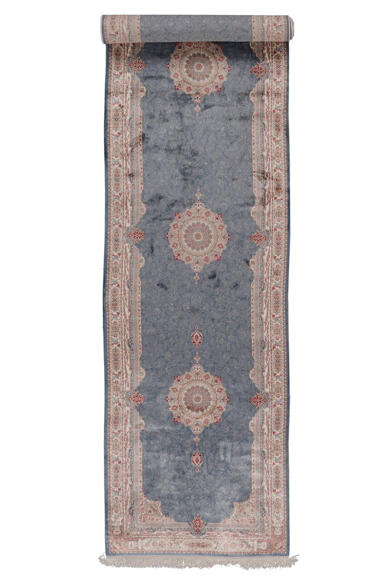 3x13 Blue and Ivory Turkish Antep Runner