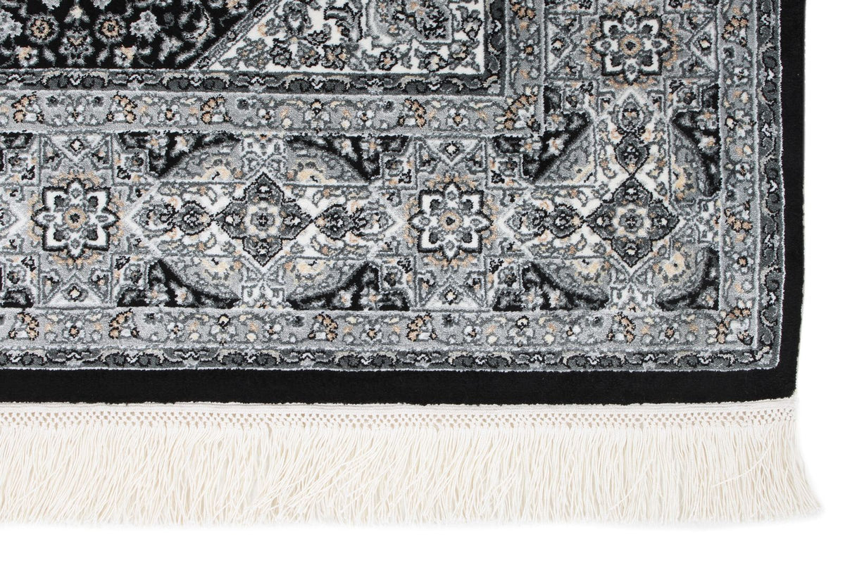3x5 Black and Ivory Kazak Tribal Rug